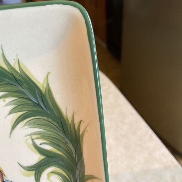 GAIL PITTMAN CHRISTMAS TRIMMINGS SQUARE SALAD PLATE - Two Turtle Doves!! - Picture 5 of 9